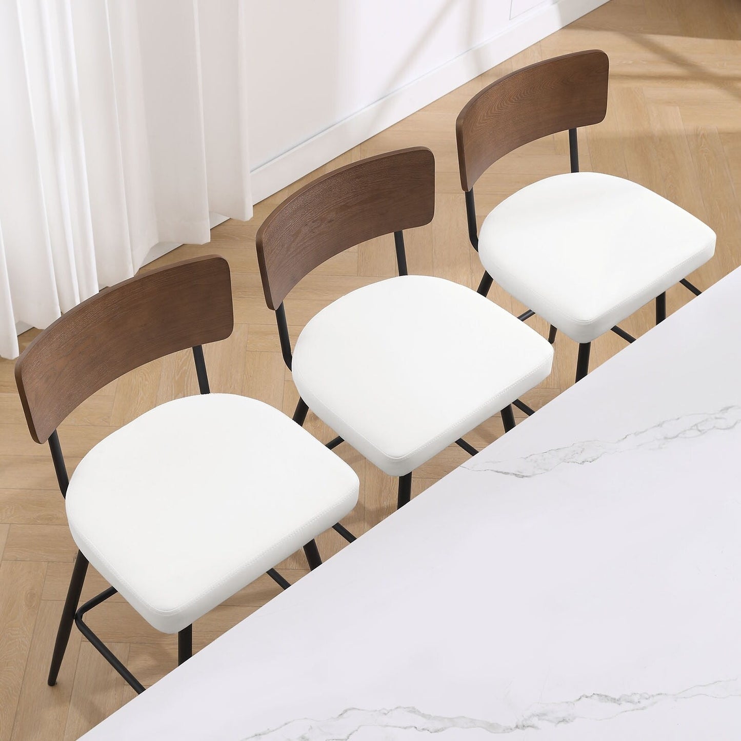 Lot de 2/3/4 tabourets de bar/comptoir pivotants rembourrés en similicuir