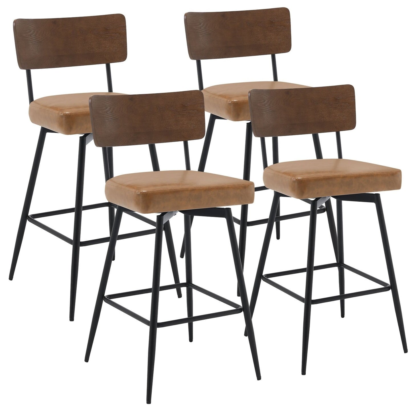 Lot de 2/3/4 tabourets de bar/comptoir pivotants rembourrés en similicuir