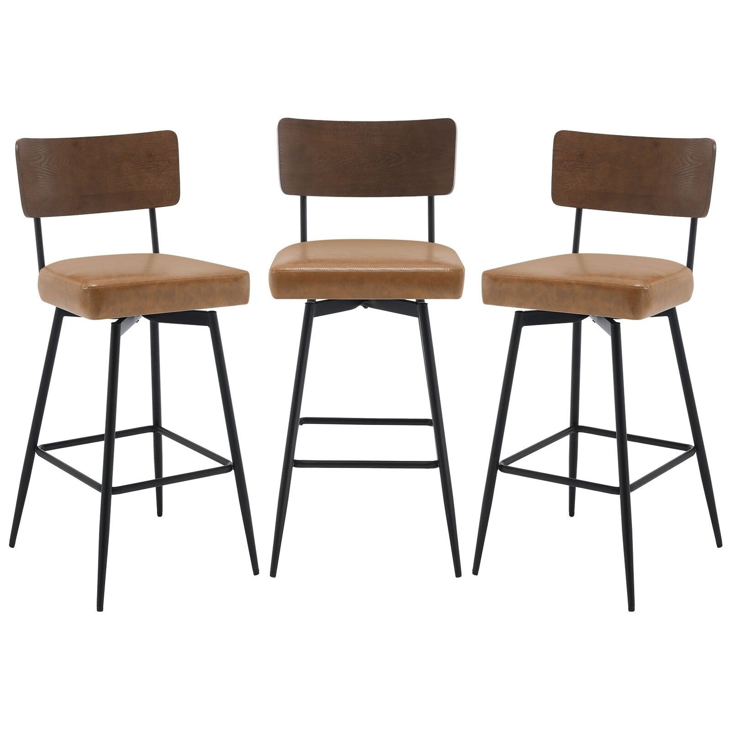 Lot de 2/3/4 tabourets de bar/comptoir pivotants rembourrés en similicuir