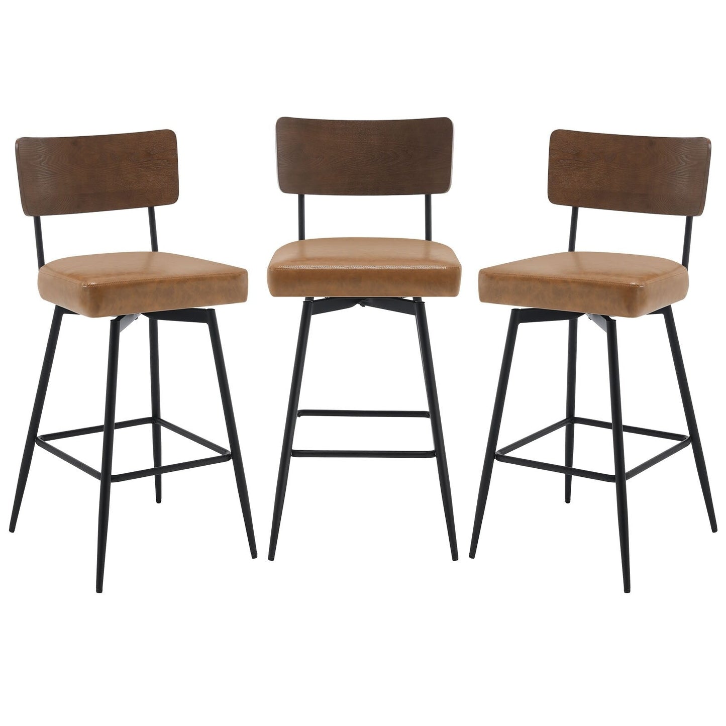 Lot de 2/3/4 tabourets de bar/comptoir pivotants rembourrés en similicuir