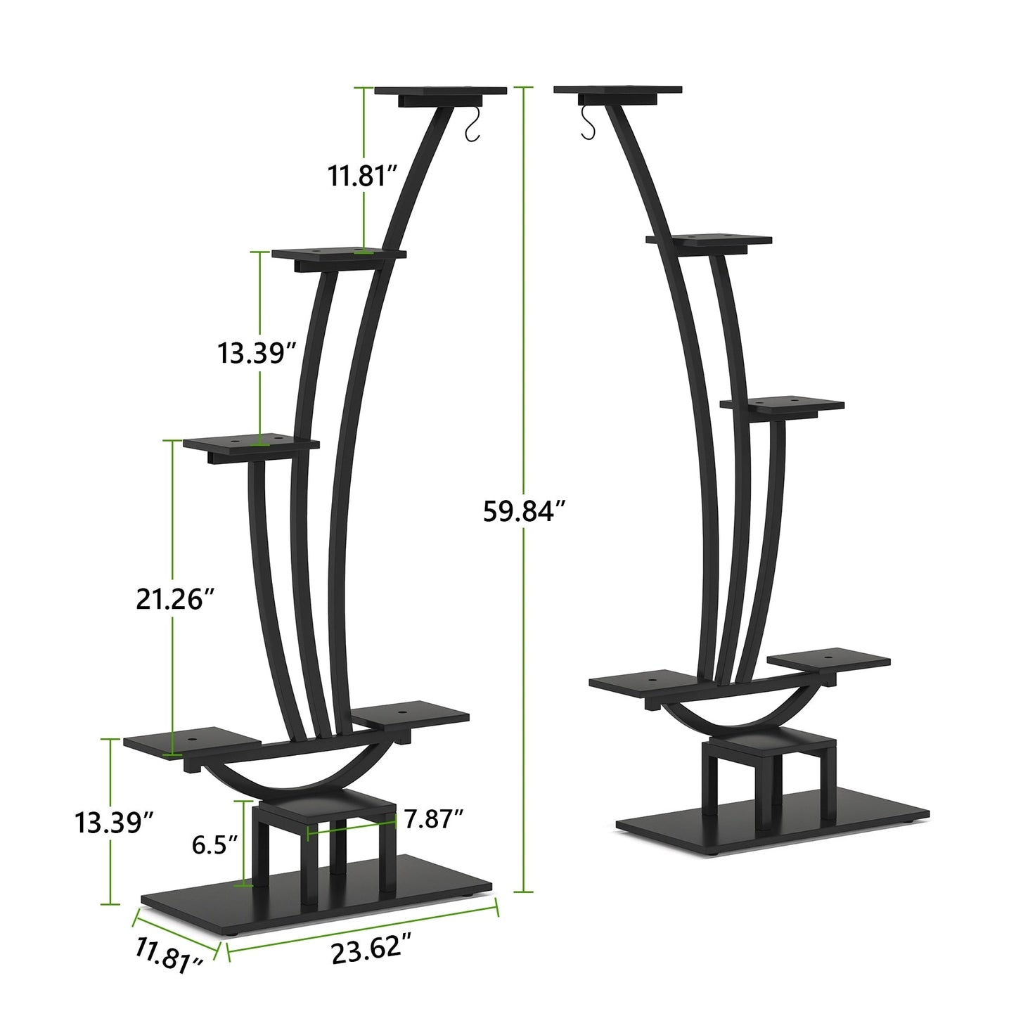 Support pour plantes d'intérieur, support à fleurs à 6 niveaux pour jardin - Lot de 2