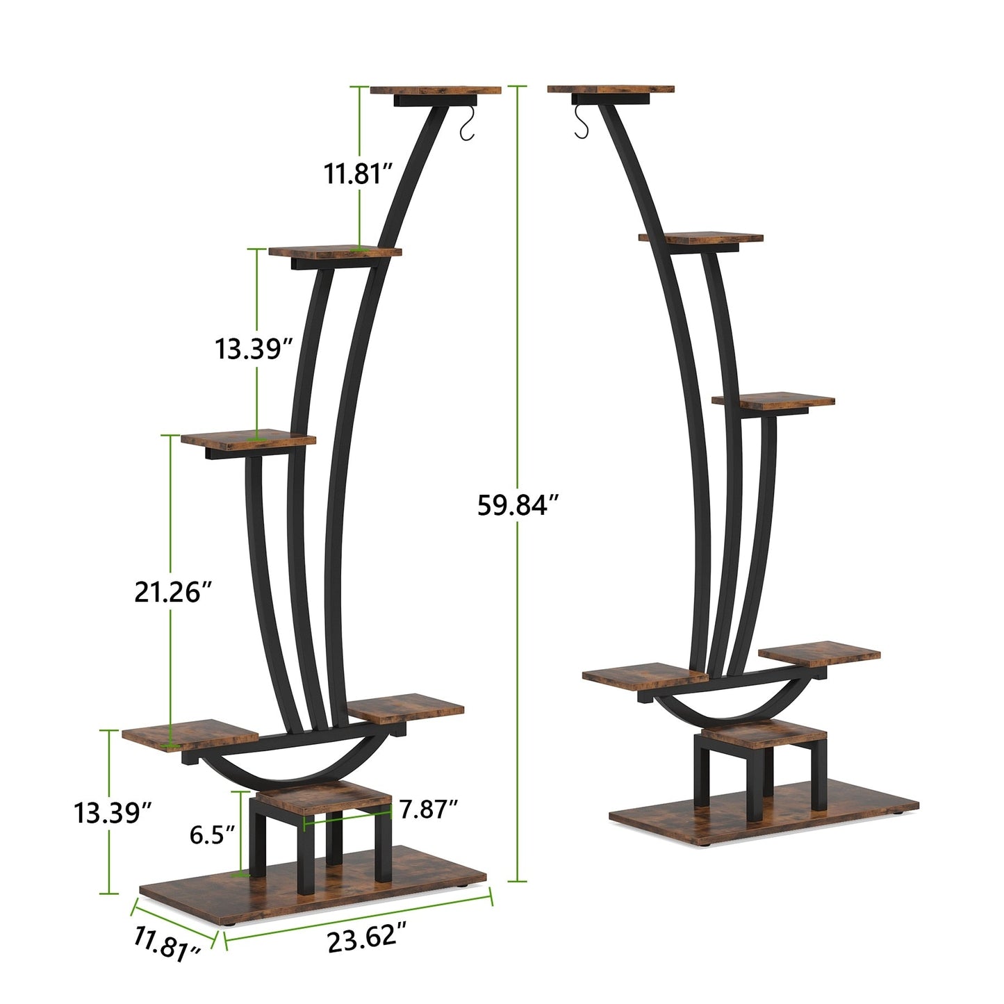 Support pour plantes d'intérieur, support à fleurs à 6 niveaux pour jardin - Lot de 2