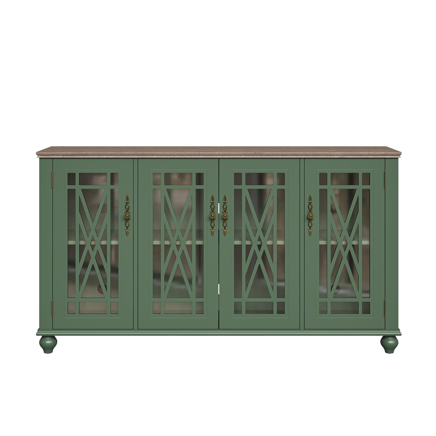 Buffet d'appoint de cuisine en bois de style vintage de 63 po de largeur