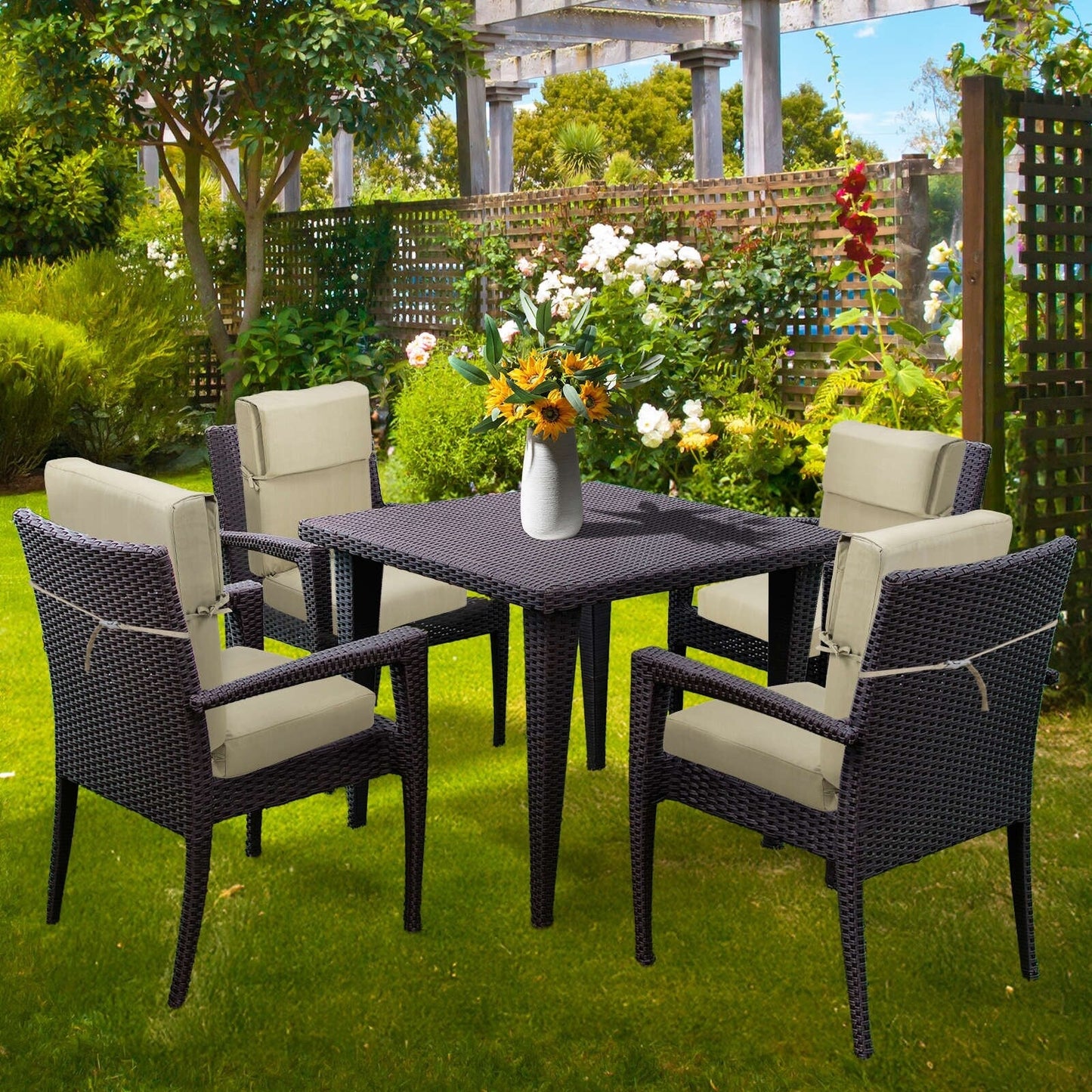 Lot de 4 coussins de chaise à dossier haut Aoodor Patio, 46 x 21 x 4 pouces (coussins uniquement)