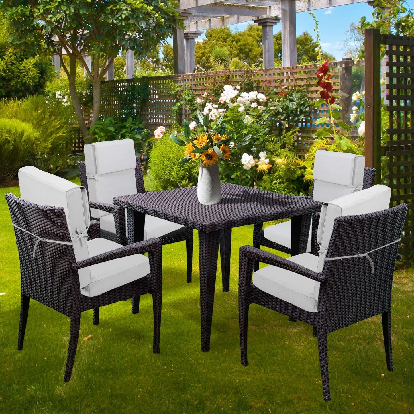Lot de 4 coussins de chaise à dossier haut Aoodor Patio, 46 x 21 x 4 pouces (coussins uniquement)