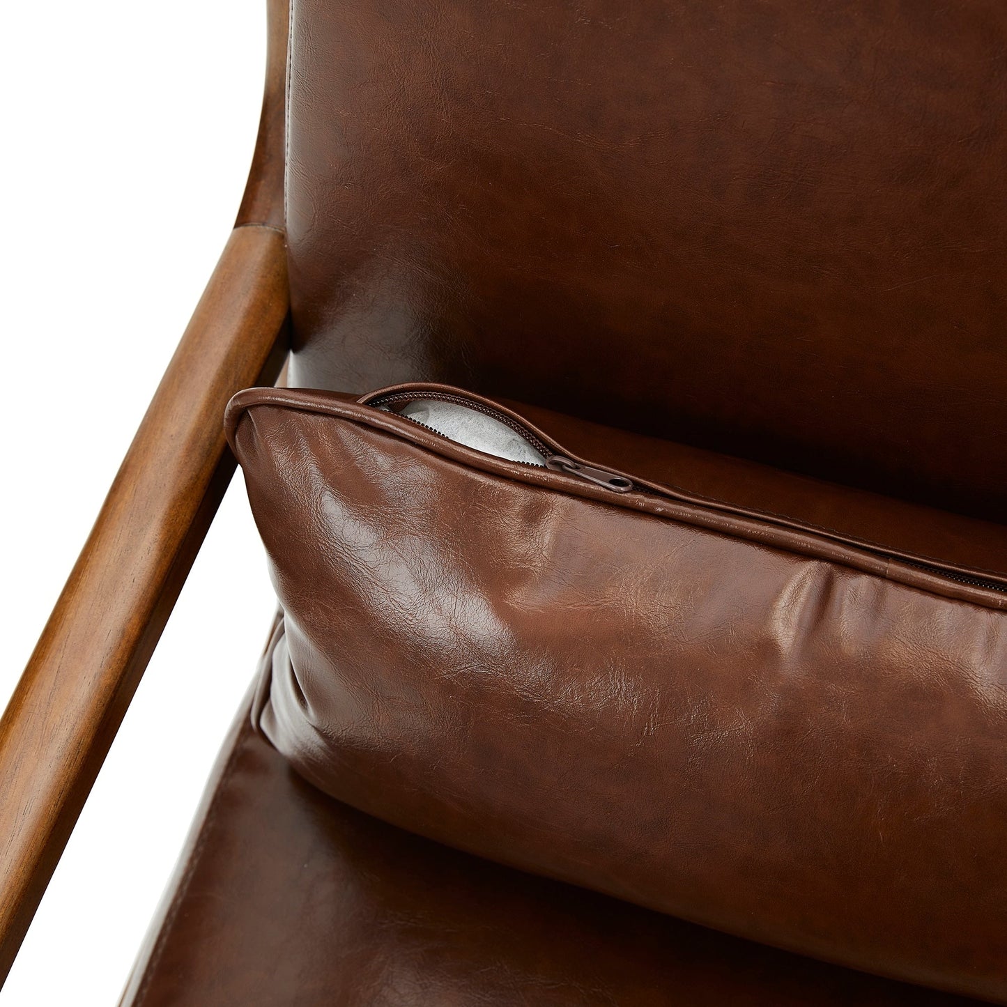 Fauteuil d'appoint moderne en cuir synthétique Glitzhome 30,75 po de hauteur, style milieu de siècle, avec coussin – 25,75 po de largeur x 33,75 po de profondeur x 30,75 po de hauteur