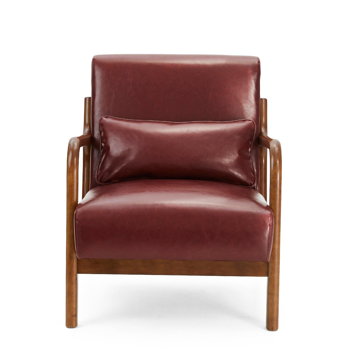 Fauteuil d'appoint moderne en cuir synthétique Glitzhome 30,75 po de hauteur, style milieu de siècle, avec coussin – 25,75 po de largeur x 33,75 po de profondeur x 30,75 po de hauteur