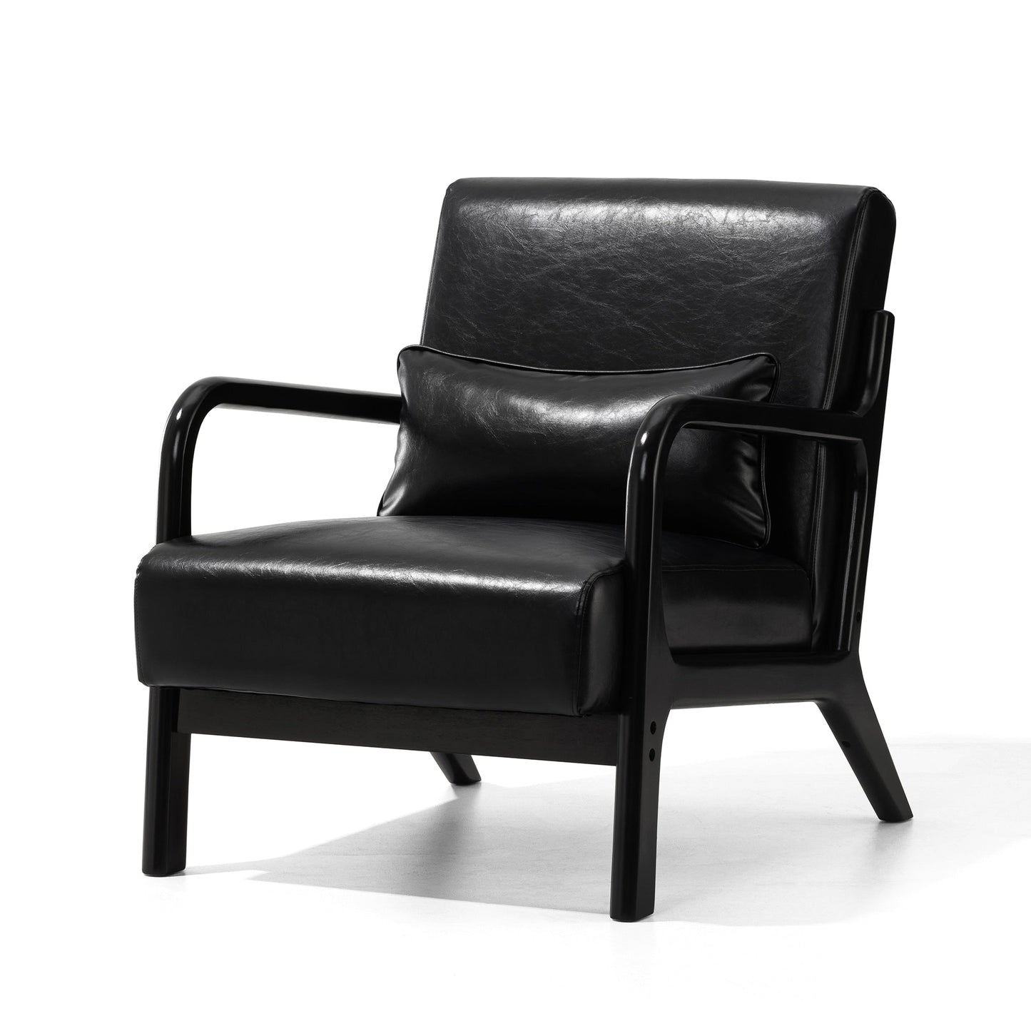 Fauteuil d'appoint moderne en cuir synthétique Glitzhome 30,75 po de hauteur, style milieu de siècle, avec coussin – 25,75 po de largeur x 33,75 po de profondeur x 30,75 po de hauteur