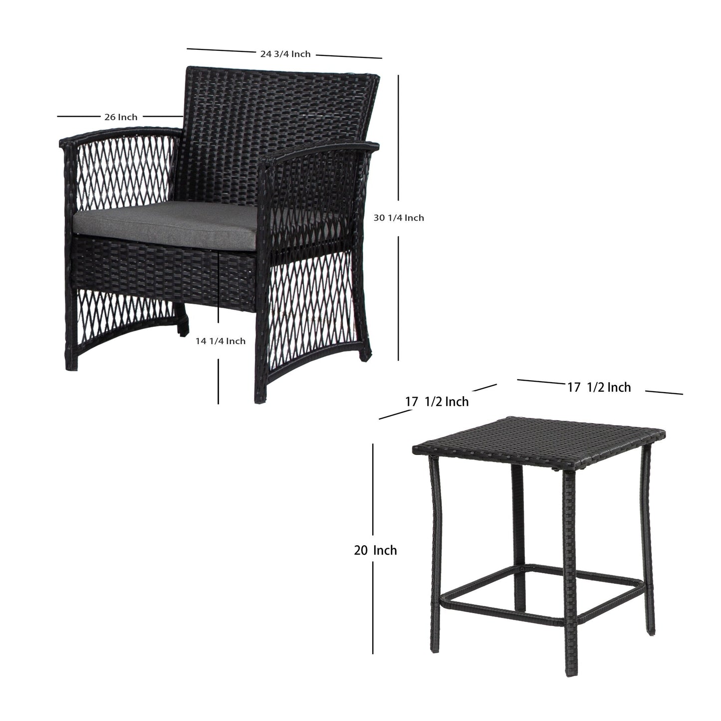Ensemble de patio bistro en osier Heritage Outdoor 3 pièces