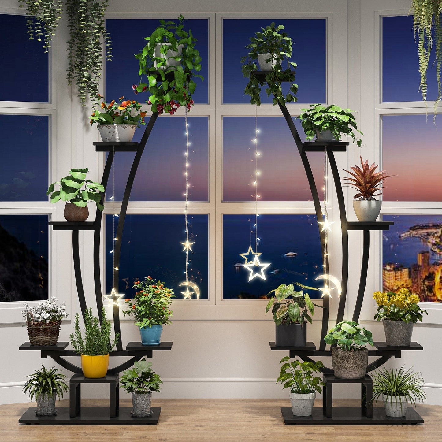 Support pour plantes d'intérieur, support à fleurs à 6 niveaux pour jardin - Lot de 2