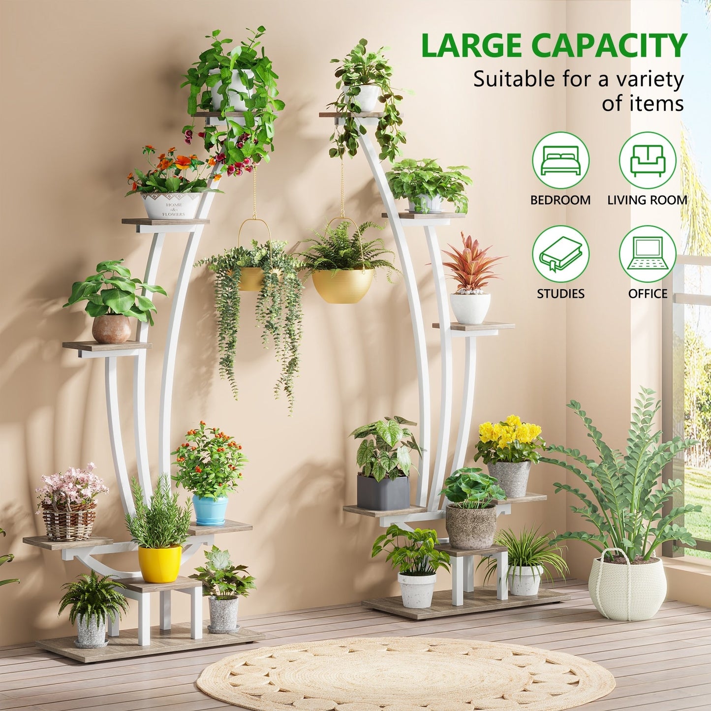 Support pour plantes d'intérieur, support à fleurs à 6 niveaux pour jardin - Lot de 2