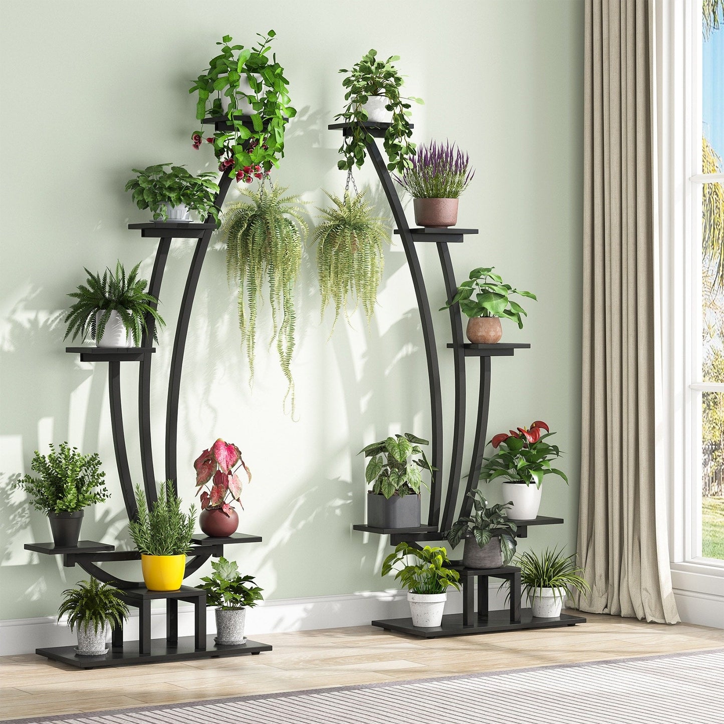Support pour plantes d'intérieur, support à fleurs à 6 niveaux pour jardin - Lot de 2