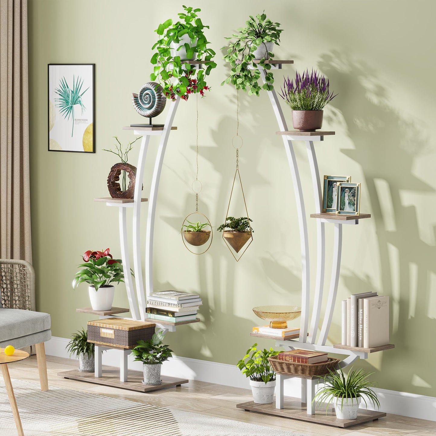 Support pour plantes d'intérieur, support à fleurs à 6 niveaux pour jardin - Lot de 2