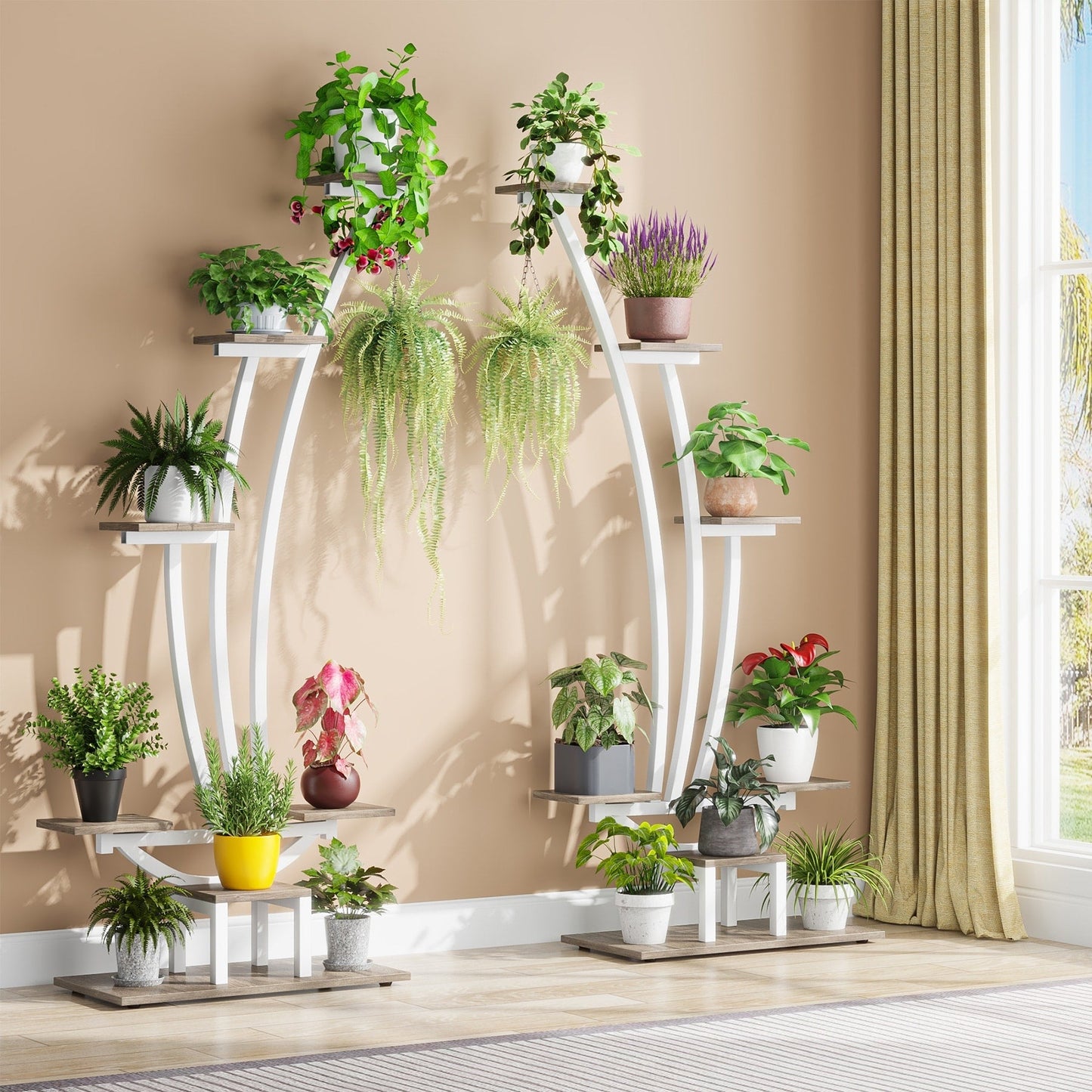 Support pour plantes d'intérieur, support à fleurs à 6 niveaux pour jardin - Lot de 2