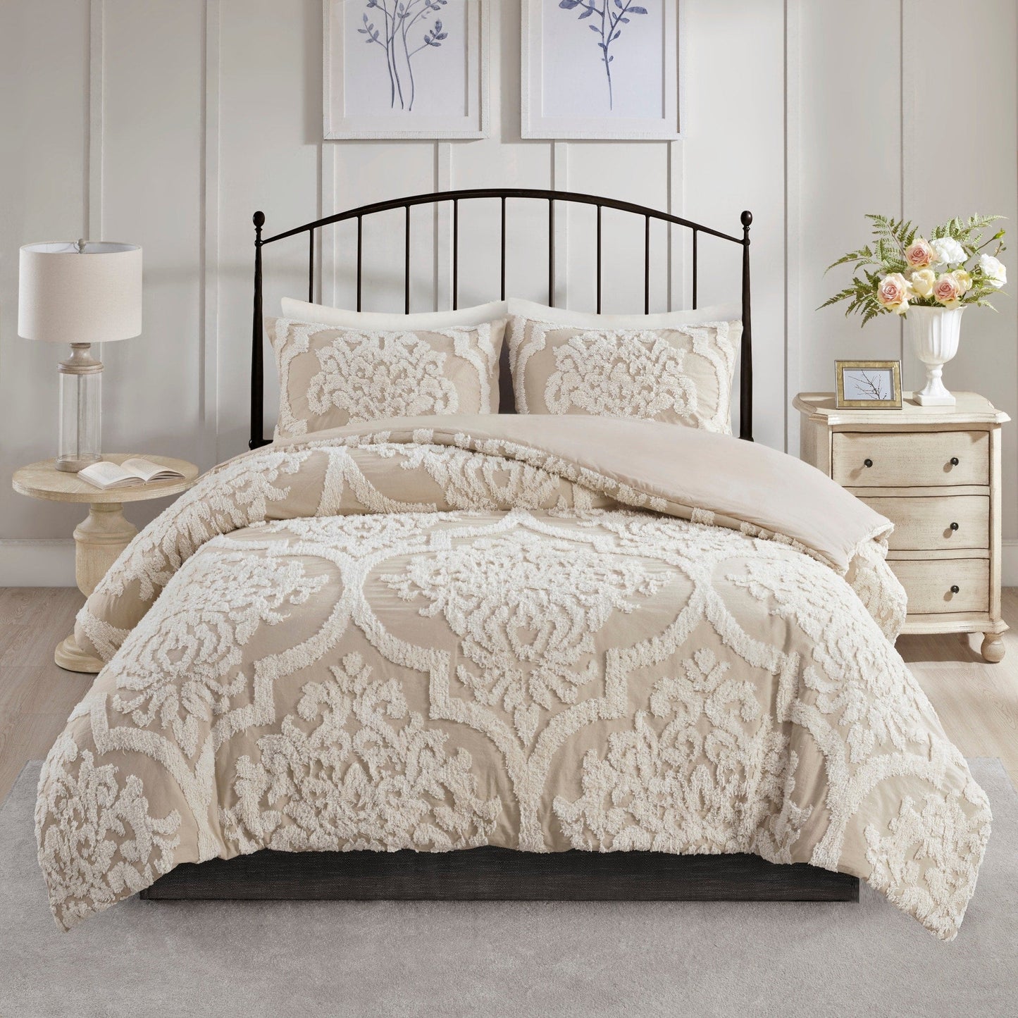Parure de couette Madison Park Aeriela en coton chenille damassé touffeté