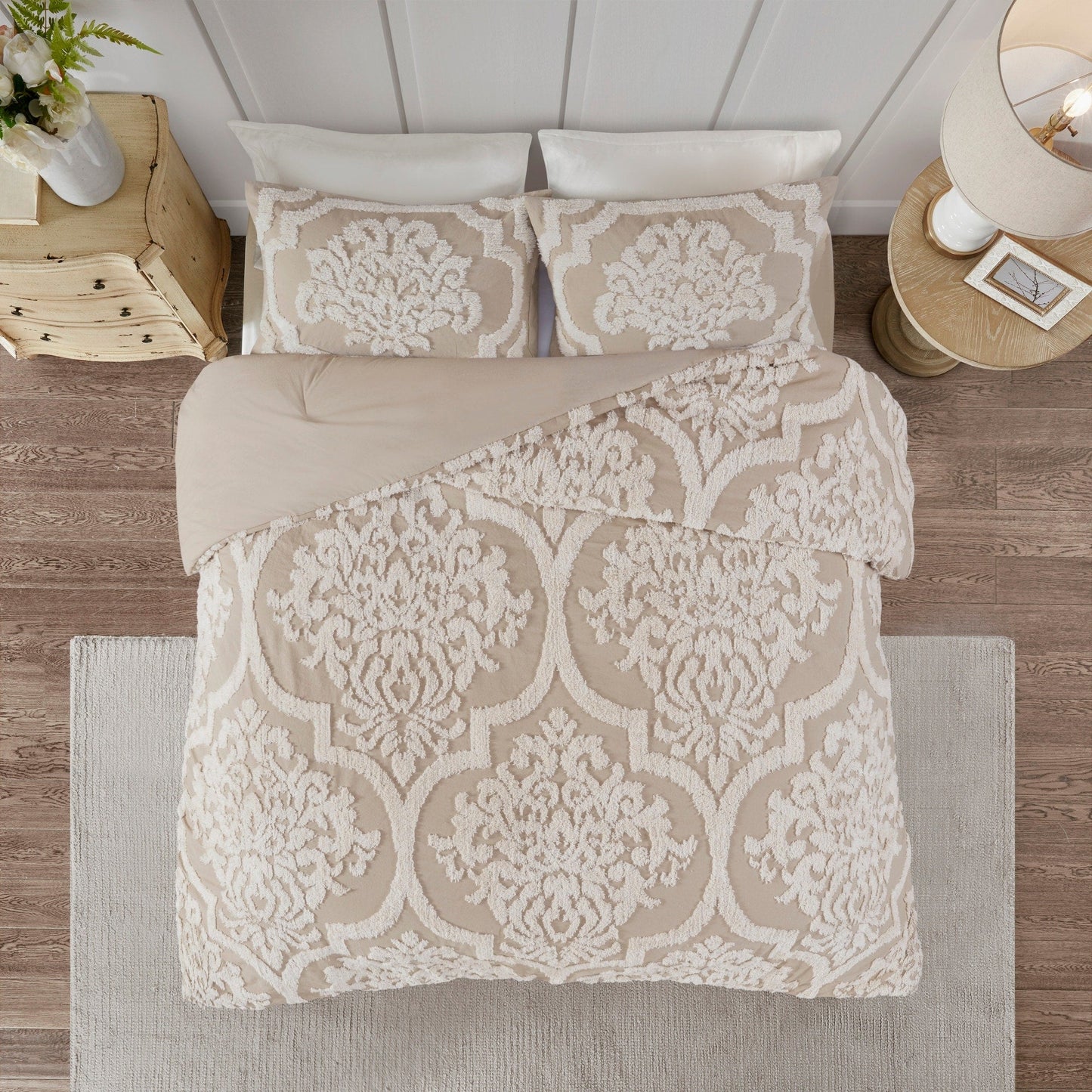 Parure de couette Madison Park Aeriela en coton chenille damassé touffeté