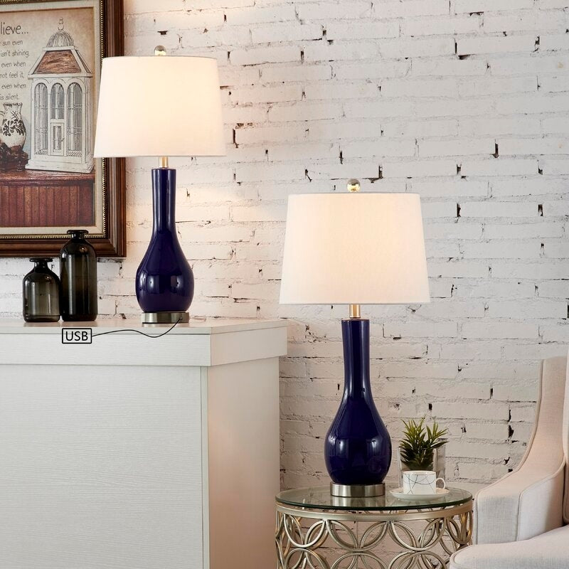 Ensemble de lampes de table en céramique 28,5 avec port USB (lot de 2)
