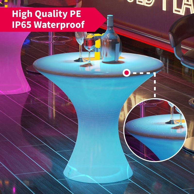 Table de cocktail Mixoy à LED changeantes, table à vin rechargeable et sans fil, meuble d'ambiance pour patio, piscine