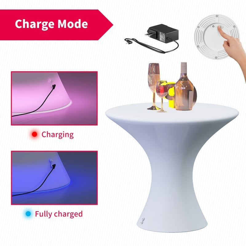 Table de cocktail Mixoy à LED changeantes, table à vin rechargeable et sans fil, meuble d'ambiance pour patio, piscine