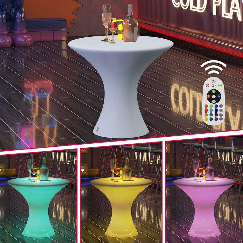 Table de cocktail Mixoy à LED changeantes, table à vin rechargeable et sans fil, meuble d'ambiance pour patio, piscine
