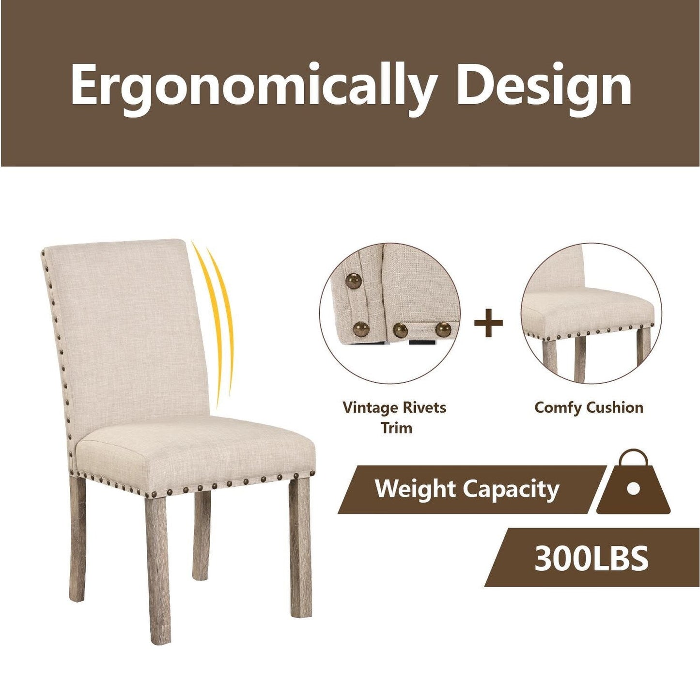 Ensemble de salle à manger de style ferme Morden Fort avec table rectangulaire et chaises, 5 pièces
