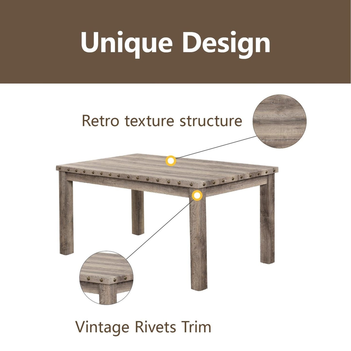 Ensemble de salle à manger de style ferme Morden Fort avec table rectangulaire et chaises, 5 pièces