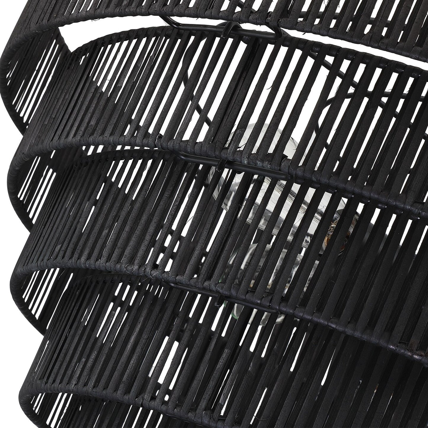 Lustre bohème moderne Piersan à 5 lumières avec abat-jour en rotin à plusieurs niveaux - 26 po de largeur