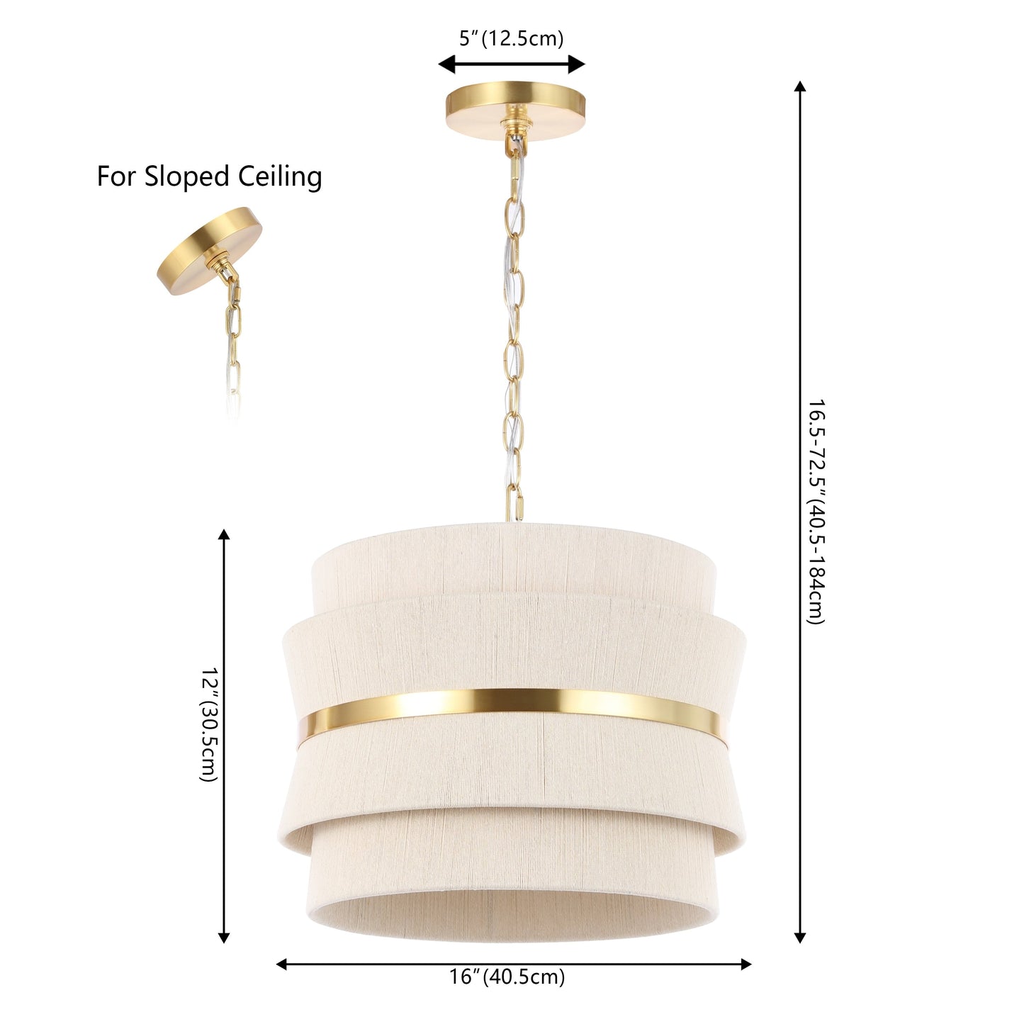 Suspension réglable à 3 lumières SAFAVIEH Oprea (ampoules LED incluses) - 16 x 16 x 16,5-72,5