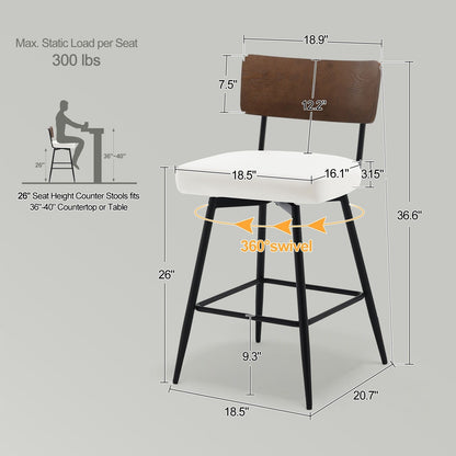 Lot de 2/3/4 tabourets de bar/comptoir pivotants rembourrés en similicuir