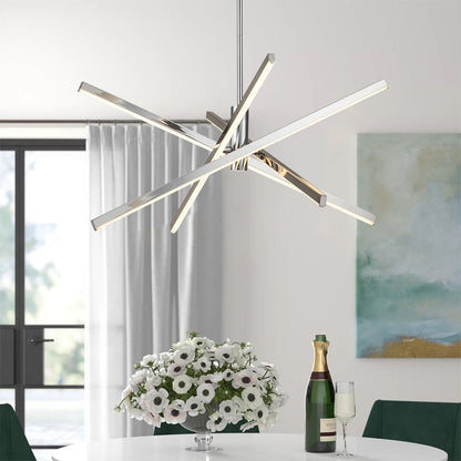 Lustre LED moderne en aluminium noir/doré, plafonnier linéaire Spoutnik pour salon/salle à manger/cuisine