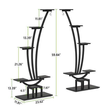 Support pour plantes d'intérieur, support à fleurs à 6 niveaux pour jardin - Lot de 2