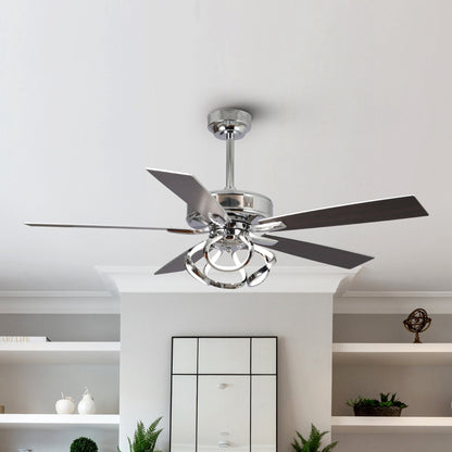 Ventilateur de plafond LED moderne d'intérieur chromé/noir à intensité variable avec lumière et télécommande