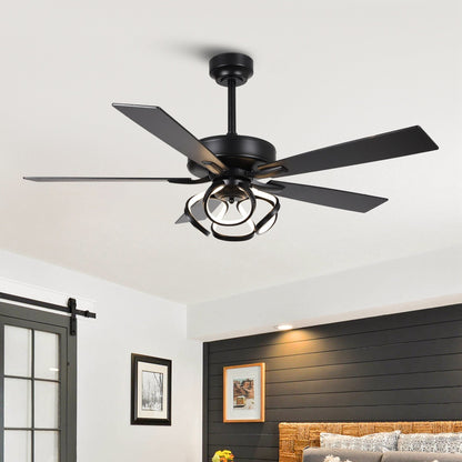 Ventilateur de plafond LED moderne d'intérieur chromé/noir à intensité variable avec lumière et télécommande