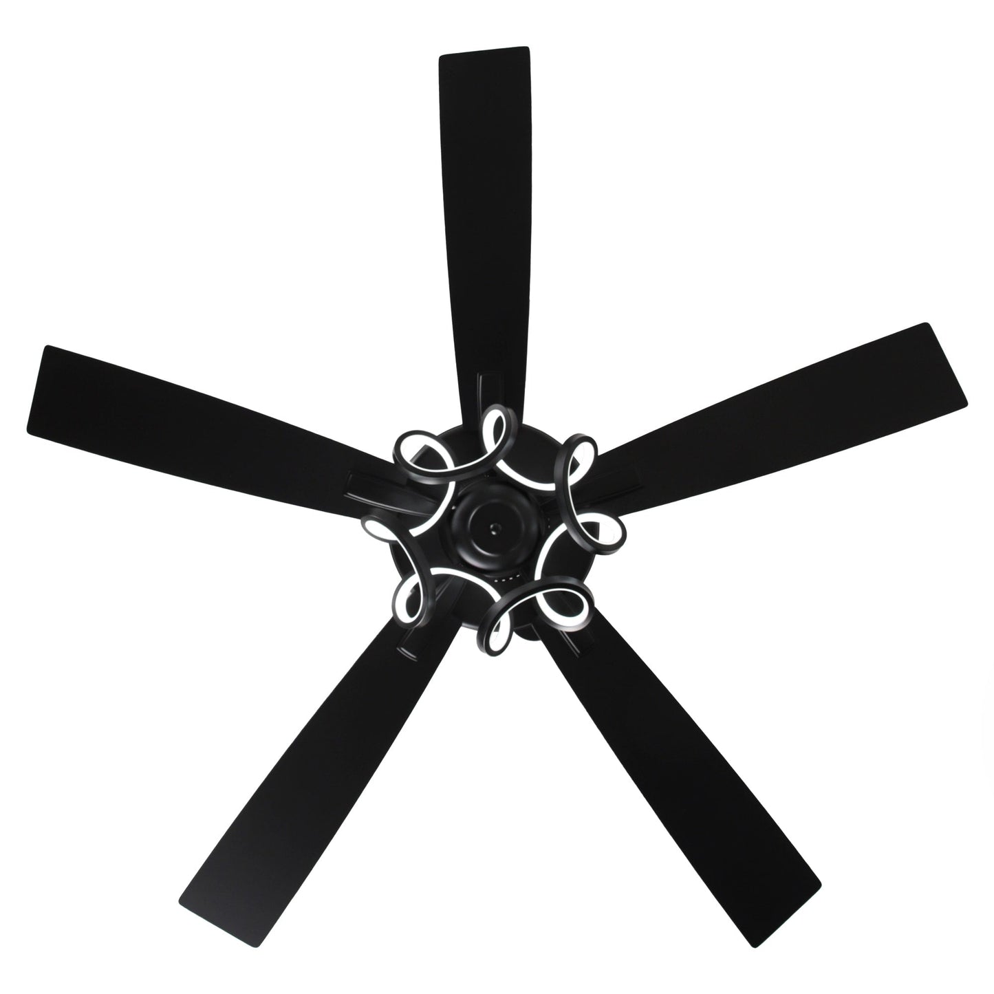 Ventilateur de plafond LED moderne d'intérieur chromé/noir à intensité variable avec lumière et télécommande