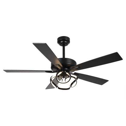 Ventilateur de plafond LED moderne d'intérieur chromé/noir à intensité variable avec lumière et télécommande