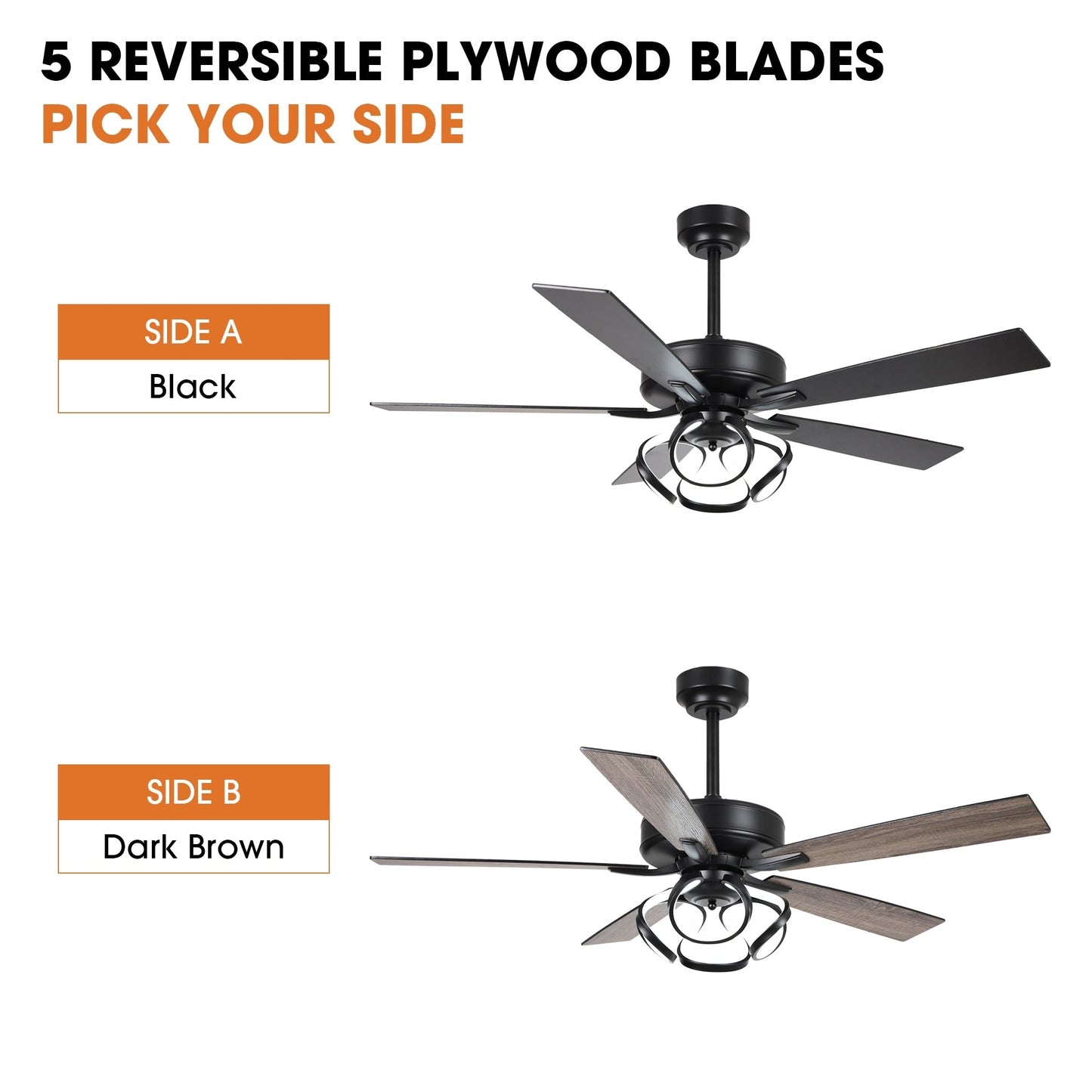 Ventilateur de plafond LED moderne d'intérieur chromé/noir à intensité variable avec lumière et télécommande