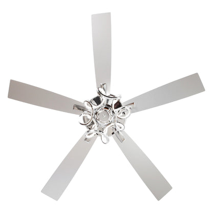 Ventilateur de plafond LED moderne d'intérieur chromé/noir à intensité variable avec lumière et télécommande