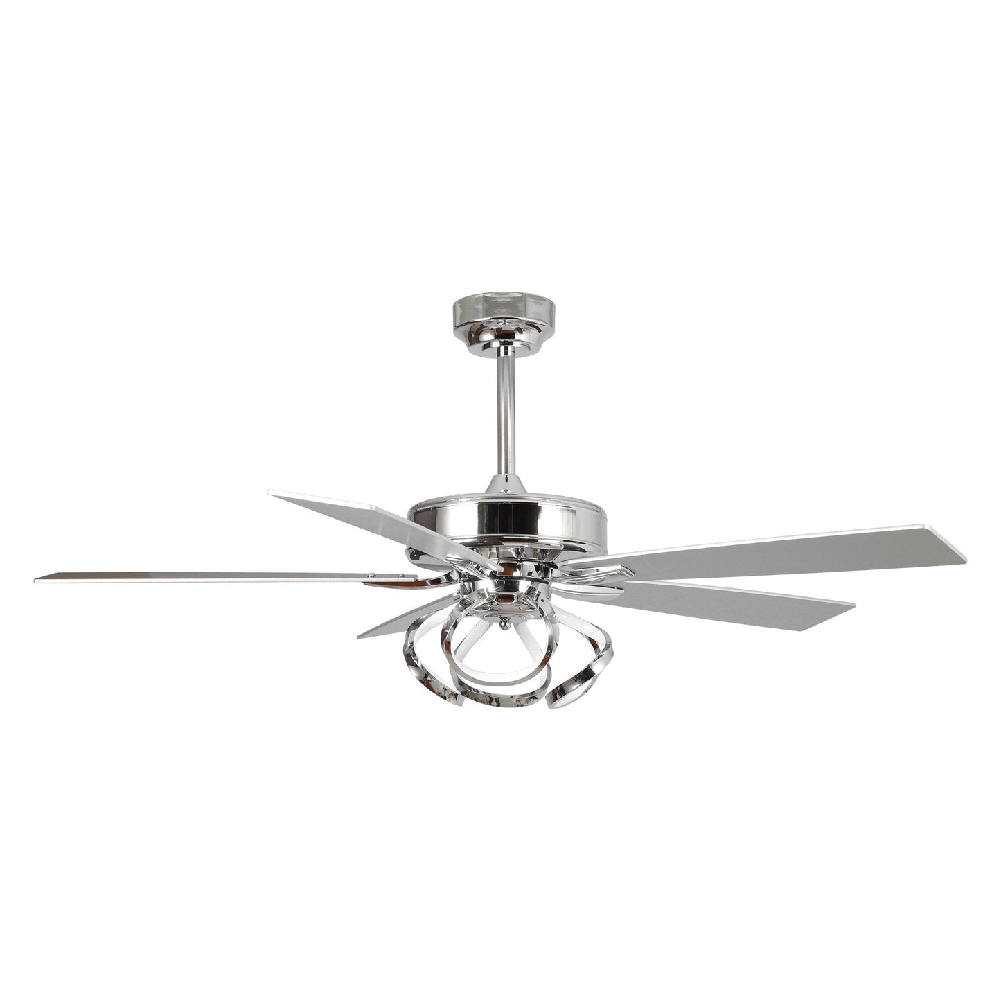 Ventilateur de plafond LED moderne d'intérieur chromé/noir à intensité variable avec lumière et télécommande