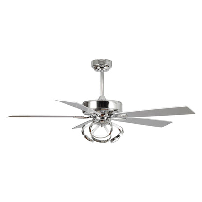 Ventilateur de plafond LED moderne d'intérieur chromé/noir à intensité variable avec lumière et télécommande