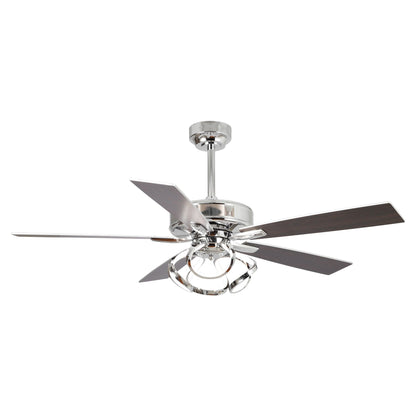 Ventilateur de plafond LED moderne d'intérieur chromé/noir à intensité variable avec lumière et télécommande