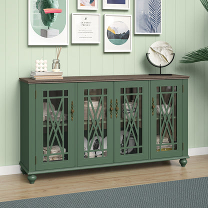 Buffet d'appoint de cuisine en bois de style vintage de 63 po de largeur