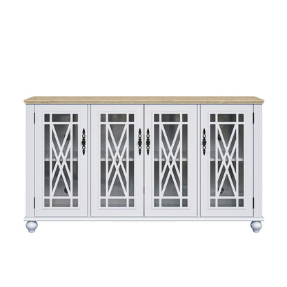 Buffet d'appoint de cuisine en bois de style vintage de 63 po de largeur
