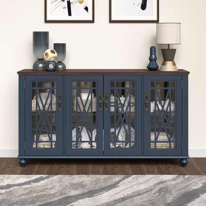 Buffet d'appoint de cuisine en bois de style vintage de 63 po de largeur