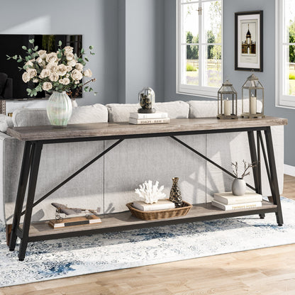 Table console d'entrée de style industriel extra-longue de 70,9 pouces