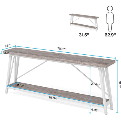 Table console d'entrée de style industriel extra-longue de 70,9 pouces
