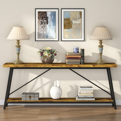 Table console d'entrée de style industriel extra-longue de 70,9 pouces