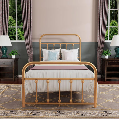Cadre de lit plateforme en métal vintage simple Alazyhome, montage facile