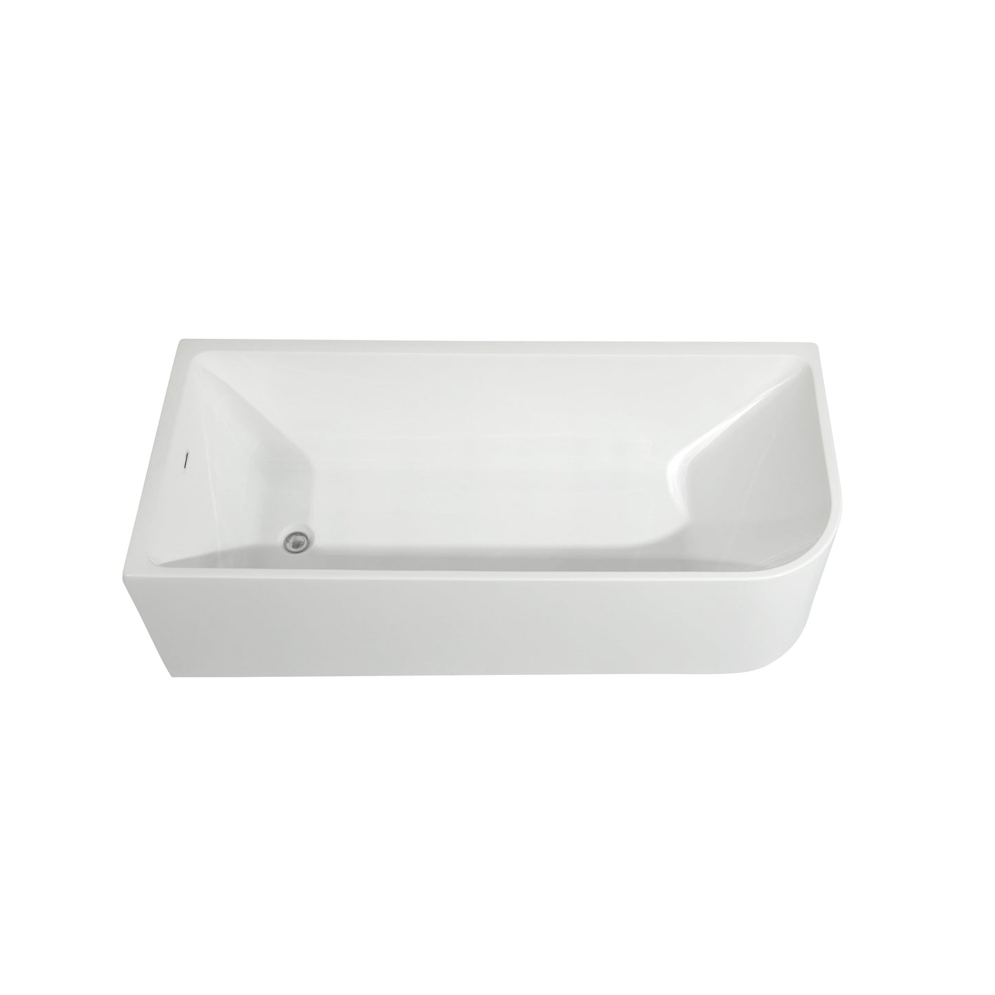 Baignoires autoportantes en acrylique CB HOME 59''/67'', baignoires simples contre le mur, trop-plein gauche/droite