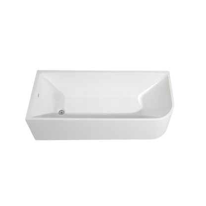 Baignoires autoportantes en acrylique CB HOME 59''/67'', baignoires simples contre le mur, trop-plein gauche/droite