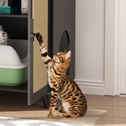 Bac à litière pour chat, maison pour chat, table d'appoint, porte, armoire, bibliothèque